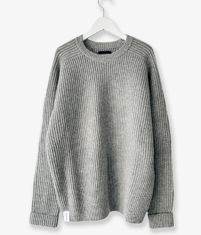 DESCENDANT/CLAM CREW NECK KNIT (GRAY)