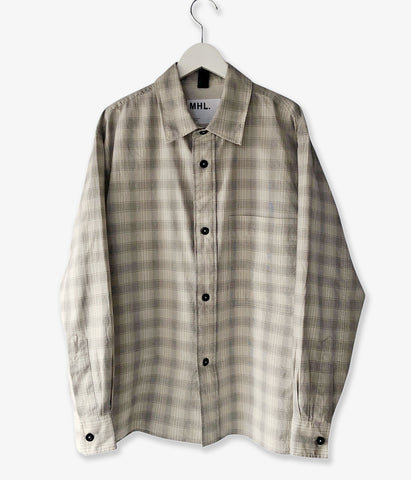 MHL./WORKWEAR CHECK COTTON SHIRTING (ECRU)