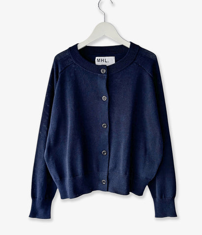 MHL./COATED DRY COTTON CARDIGAN WOMENS (NAVY)