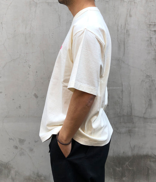 blurhms ROOTSTOCK/W-W 88/12 Print Tee WIDE (WHITExPINK)