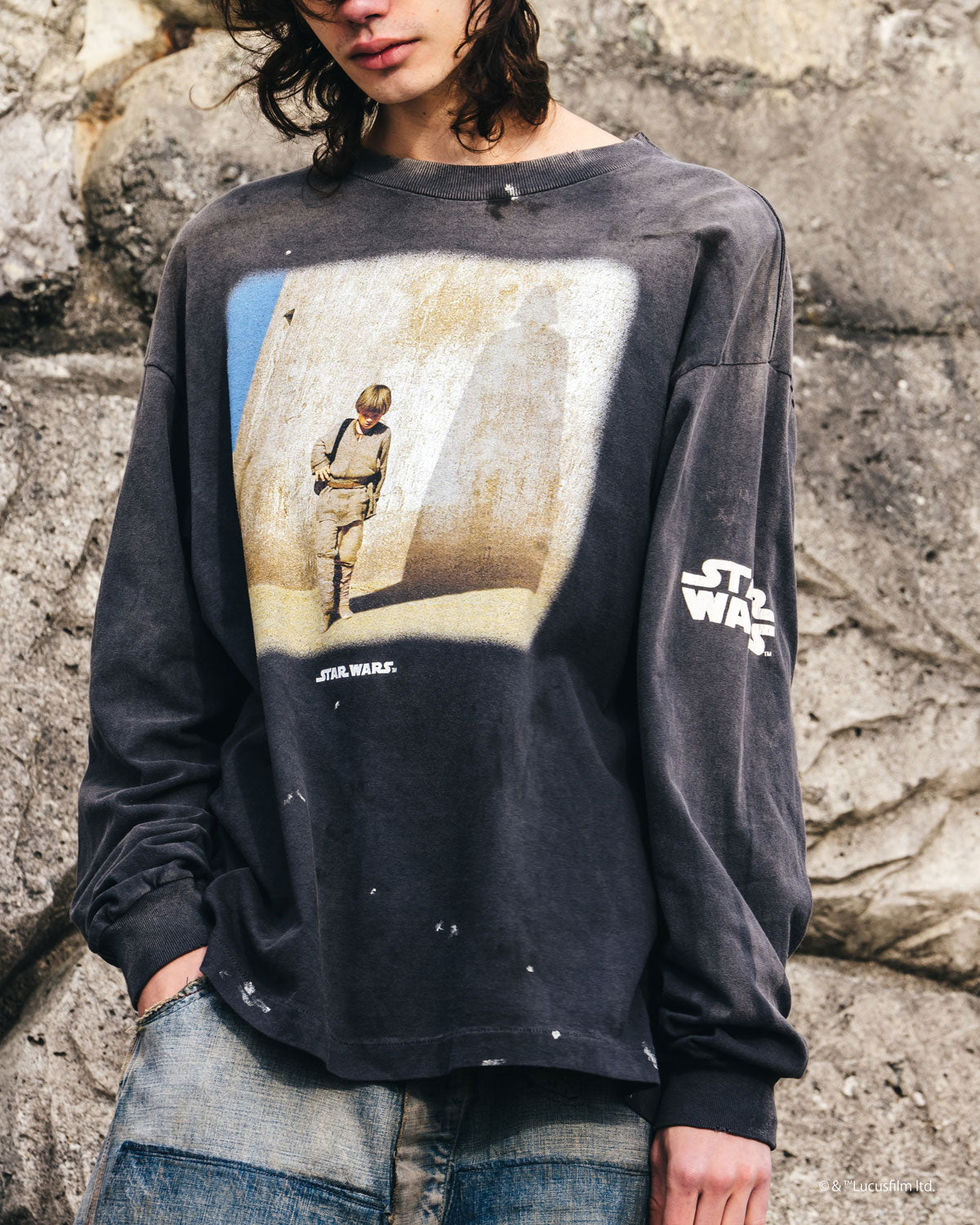 SAINT MICHAEL/SW_LS TEE /DARTHVADER/BLACK