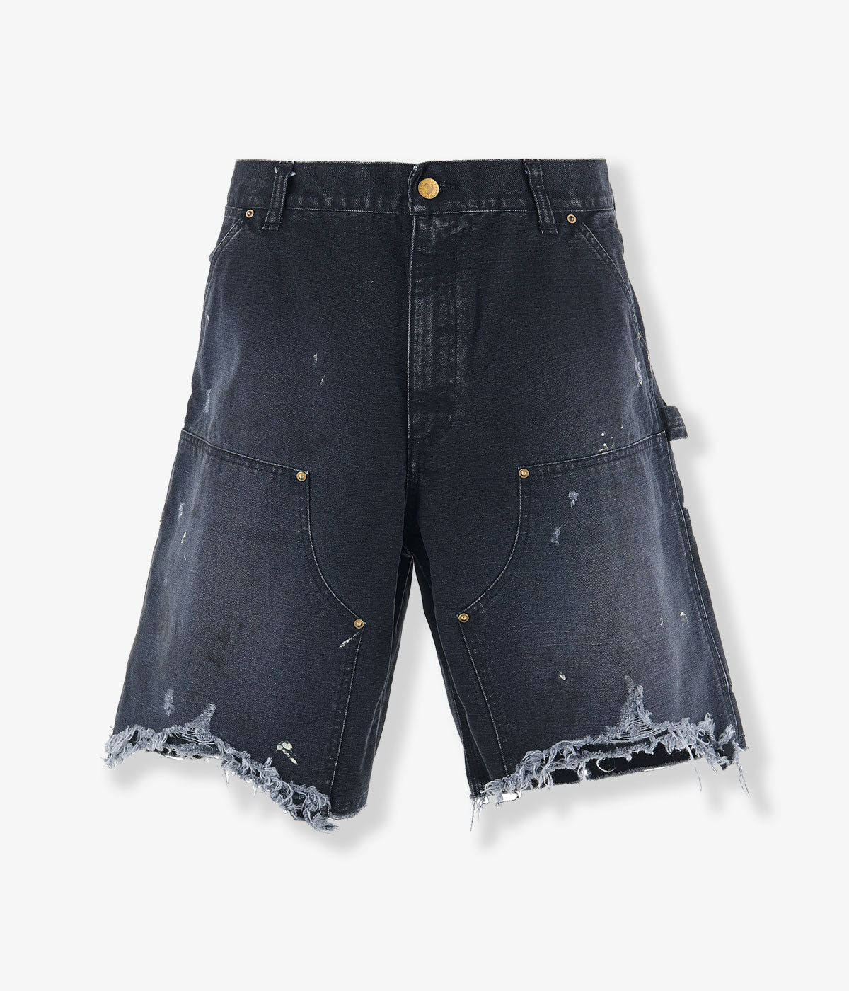 SAINT MICHAEL/DOUBLE KNEE SHORTS/BLACK