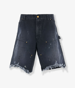 SAINT MICHAEL/DOUBLE KNEE SHORTS/BLACK