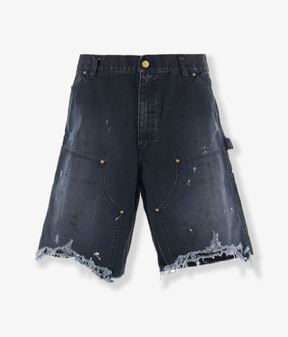SAINT MICHAEL/DOUBLE KNEE SHORTS/BLACK