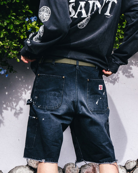 SAINT MICHAEL/DOUBLE KNEE SHORTS/BLACK