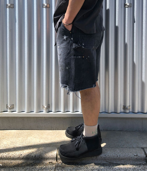 SAINT MICHAEL/DOUBLE KNEE SHORTS/BLACK
