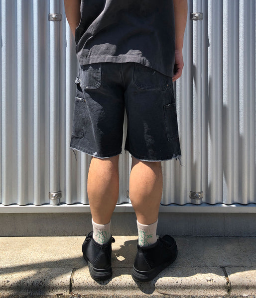 SAINT MICHAEL/DOUBLE KNEE SHORTS/BLACK