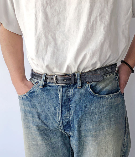 INTERIM/20mm OAK BARK LEATHER BELT (BLACK)