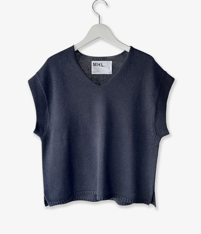 MHL./WA-SHI COTTON KNIT VEST WOMENS (DARK CHARCOAL)
