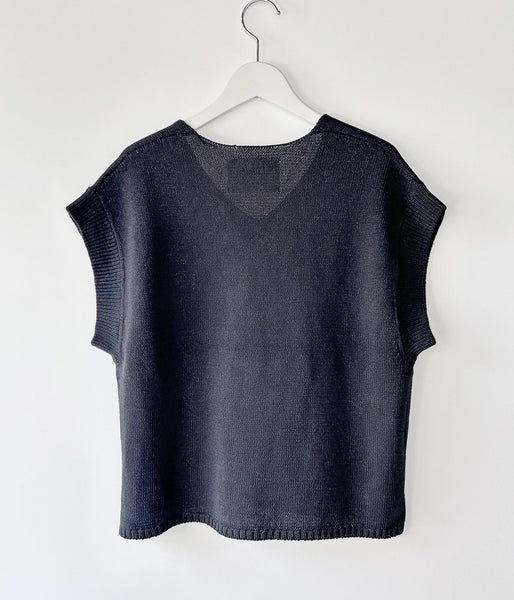 MHL./WA-SHI COTTON KNIT VEST WOMENS (DARK CHARCOAL)