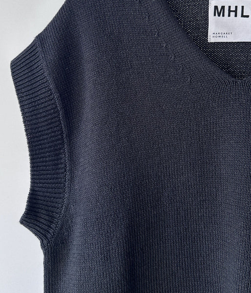 MHL./WA-SHI COTTON KNIT VEST WOMENS (DARK CHARCOAL)