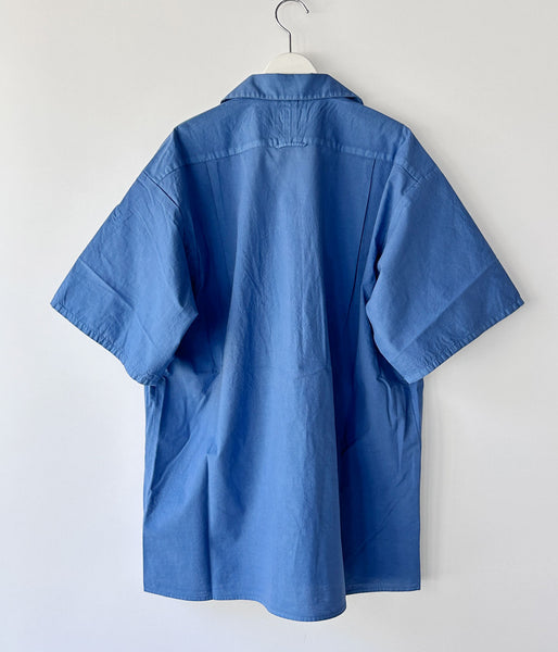 DESCENDANT/S WIND OPEN COLLAR SS SHIRT PIGMENT DYE (BLUE)