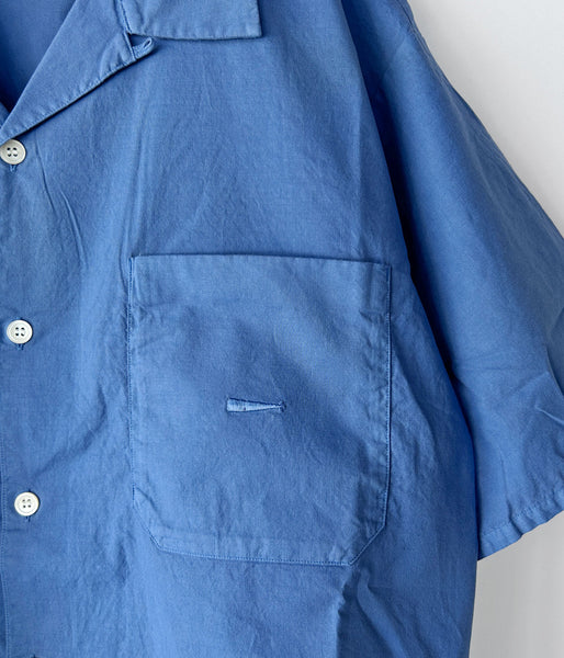 DESCENDANT/S WIND OPEN COLLAR SS SHIRT PIGMENT DYE (BLUE)