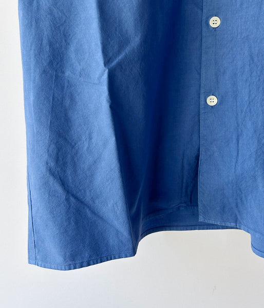 DESCENDANT/S WIND OPEN COLLAR SS SHIRT PIGMENT DYE (BLUE)