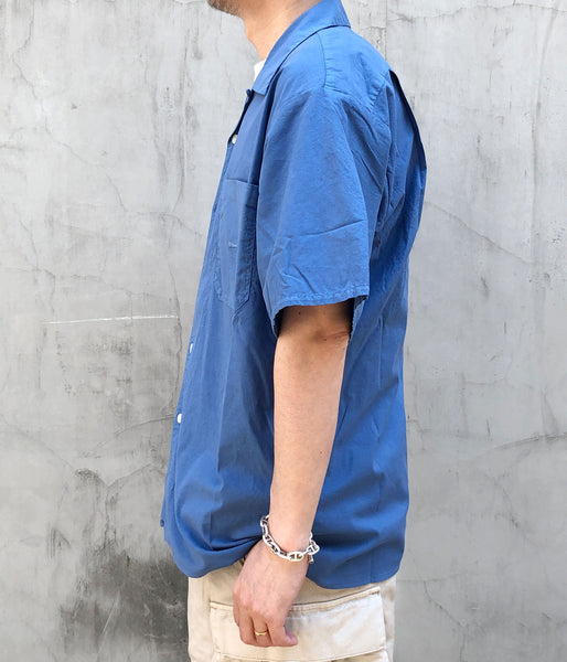 DESCENDANT/S WIND OPEN COLLAR SS SHIRT PIGMENT DYE (BLUE)
