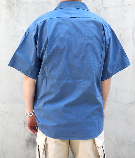 DESCENDANT/S WIND OPEN COLLAR SS SHIRT PIGMENT DYE (BLUE)