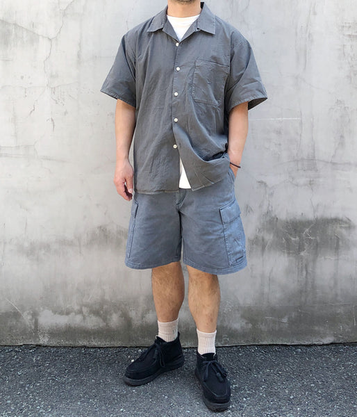 DESCENDANT/S WIND OPEN COLLAR SS SHIRT PIGMENT DYE (GRAY)