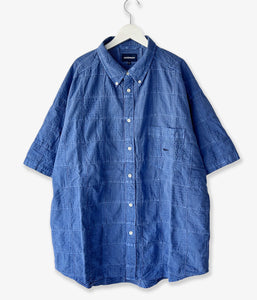 DESCENDANT/DISTRIBUTION PATCHWORK SS SHIRT PIGMENT DYE (BLUE)