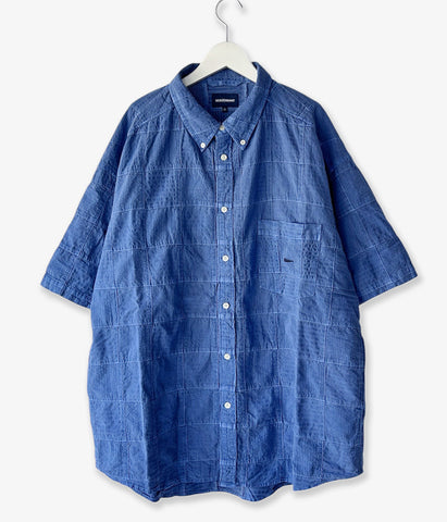 DESCENDANT/DISTRIBUTION PATCHWORK SS SHIRT PIGMENT DYE (BLUE)