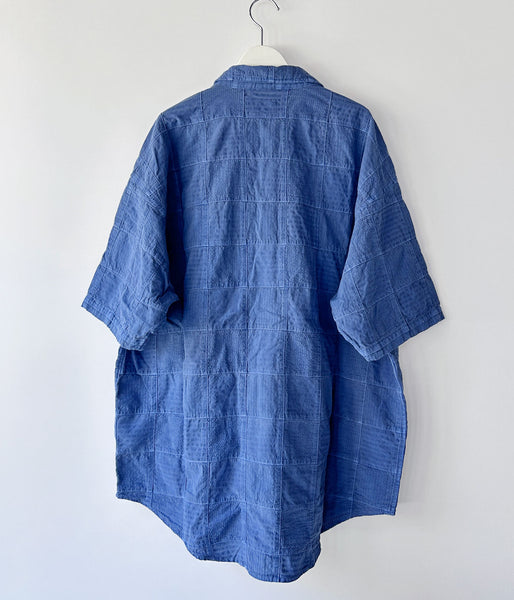 DESCENDANT/DISTRIBUTION PATCHWORK SS SHIRT PIGMENT DYE (BLUE)