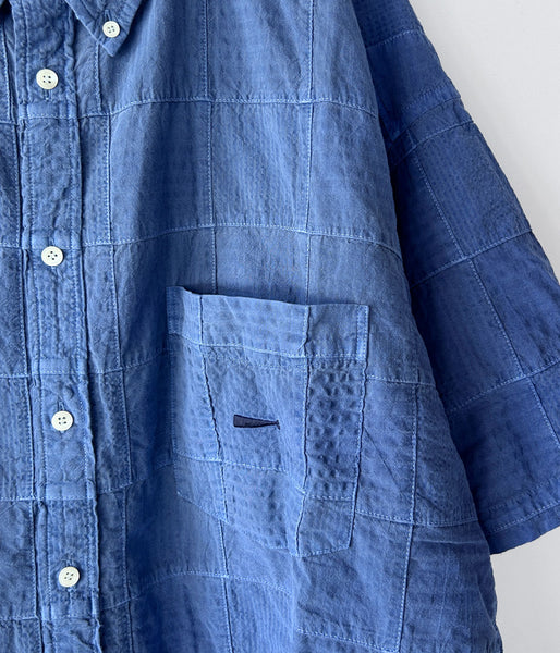 DESCENDANT/DISTRIBUTION PATCHWORK SS SHIRT PIGMENT DYE (BLUE)