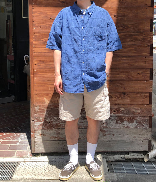 DESCENDANT/DISTRIBUTION PATCHWORK SS SHIRT PIGMENT DYE (BLUE)