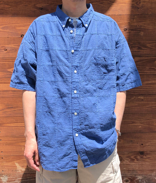 DESCENDANT/DISTRIBUTION PATCHWORK SS SHIRT PIGMENT DYE (BLUE)