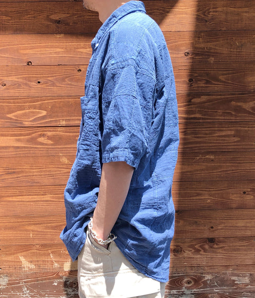 DESCENDANT/DISTRIBUTION PATCHWORK SS SHIRT PIGMENT DYE (BLUE)