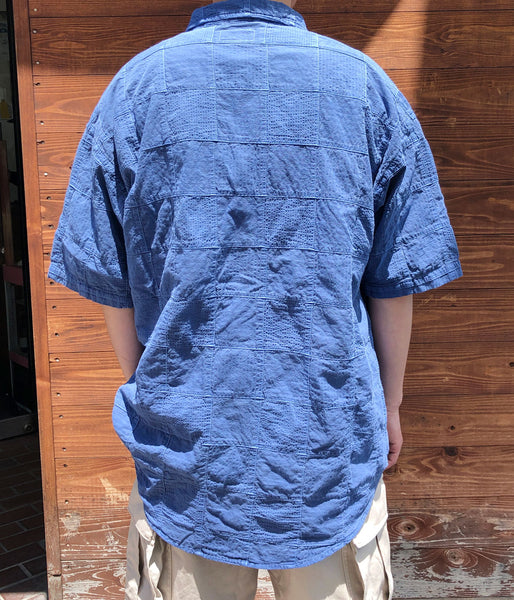 DESCENDANT/DISTRIBUTION PATCHWORK SS SHIRT PIGMENT DYE (BLUE)