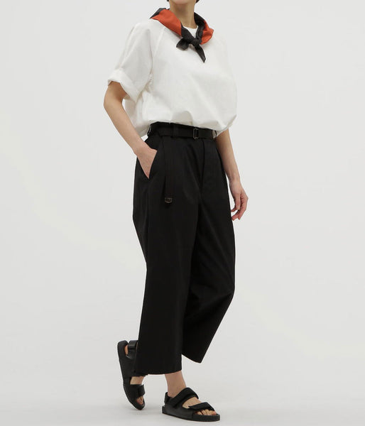 MHL./FINE COMPACT COTTON POPLIN TROUSERS (BLACK)