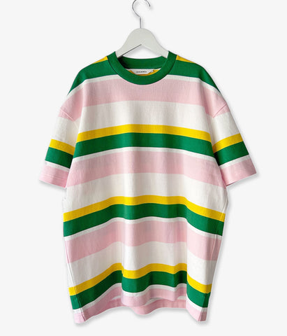 DIGAWEL/MULTI BORDER OVERSIZED T-SHIRT (WHITE)