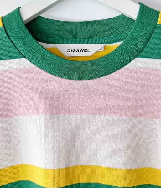 DIGAWEL/MULTI BORDER OVERSIZED T-SHIRT (WHITE)