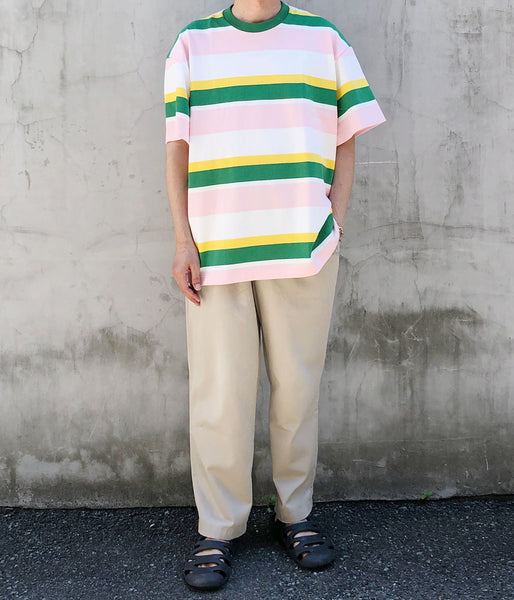DIGAWEL/MULTI BORDER OVERSIZED T-SHIRT (WHITE)