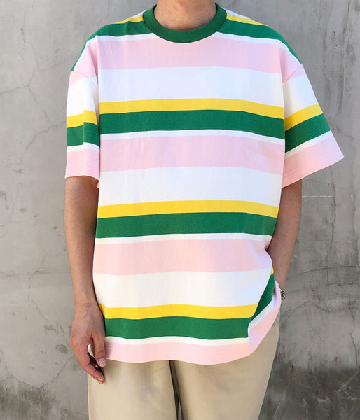 DIGAWEL/MULTI BORDER OVERSIZED T-SHIRT (WHITE)
