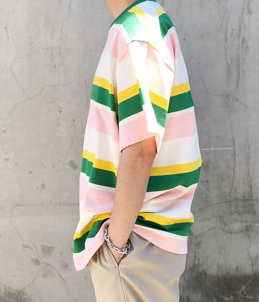 DIGAWEL/MULTI BORDER OVERSIZED T-SHIRT (WHITE)
