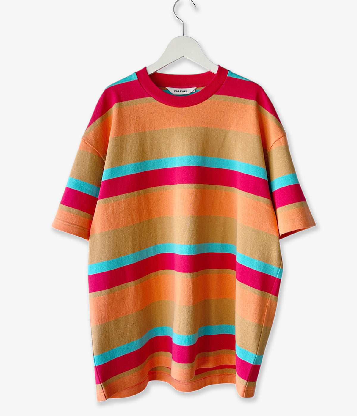 DIGAWEL/MULTI BORDER OVERSIZED T-SHIRT (BEIGE)