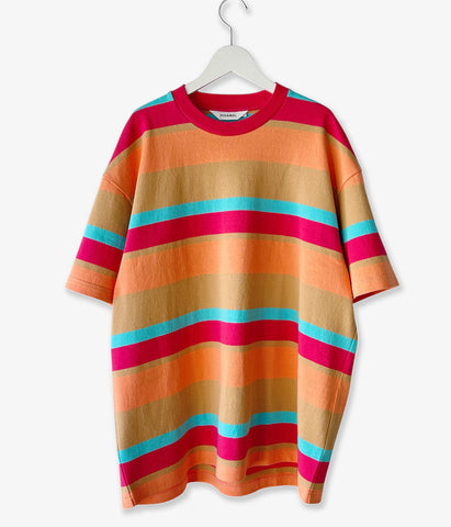 DIGAWEL/MULTI BORDER OVERSIZED T-SHIRT (BEIGE)