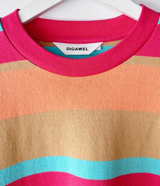 DIGAWEL/MULTI BORDER OVERSIZED T-SHIRT (BEIGE)