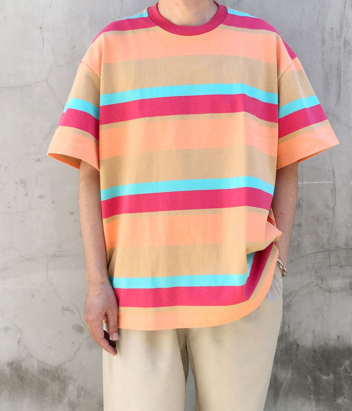 DIGAWEL/MULTI BORDER OVERSIZED T-SHIRT (BEIGE)