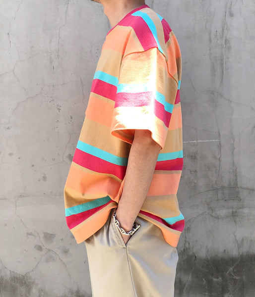 DIGAWEL/MULTI BORDER OVERSIZED T-SHIRT (BEIGE)