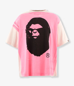 SAINT MICHAEL/BAPE_SS TEE/HANDPRINT/WHT+PNK