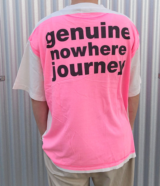 SAINT MICHAEL/BAPE_SS TEE/HANDPRINT/WHT+PNK
