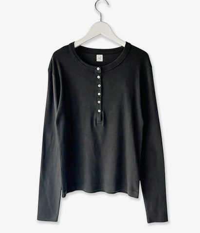 blurhms ROOTSTOCK/CLASSIC RIB HENLEY-NECK L/S (FadeSulfurBlack)