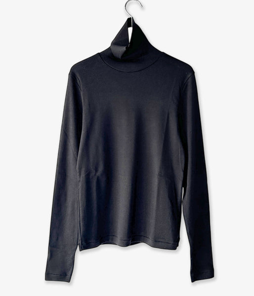 blurhms ROOTSTOCK/SILK COTTON RIB TURTLE-NECKL/S (BLACK)