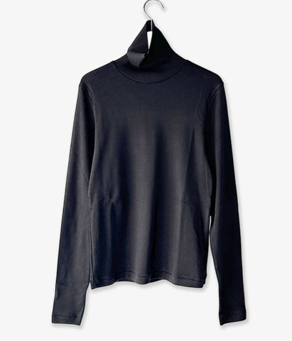 blurhms ROOTSTOCK/SILK COTTON RIB TURTLE-NECKL/S (BLACK)