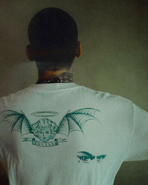 SAINT MICHAEL/DW_LS TEE/TATTOO/WHITE