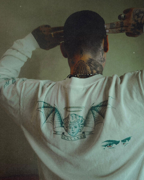 SAINT MICHAEL/DW_LS TEE/TATTOO/WHITE