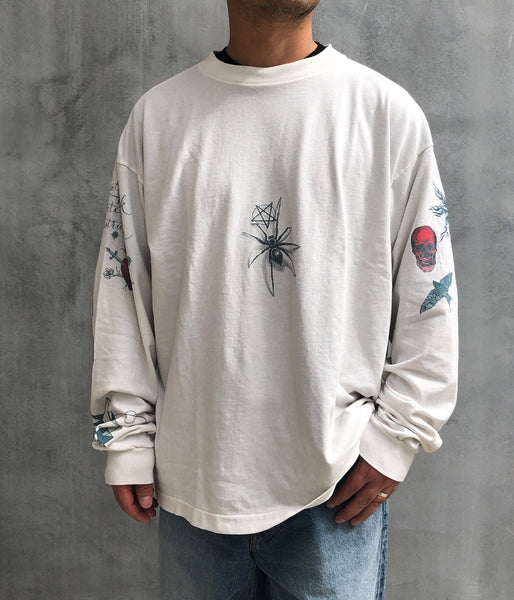 SAINT MICHAEL/DW_LS TEE/TATTOO/WHITE