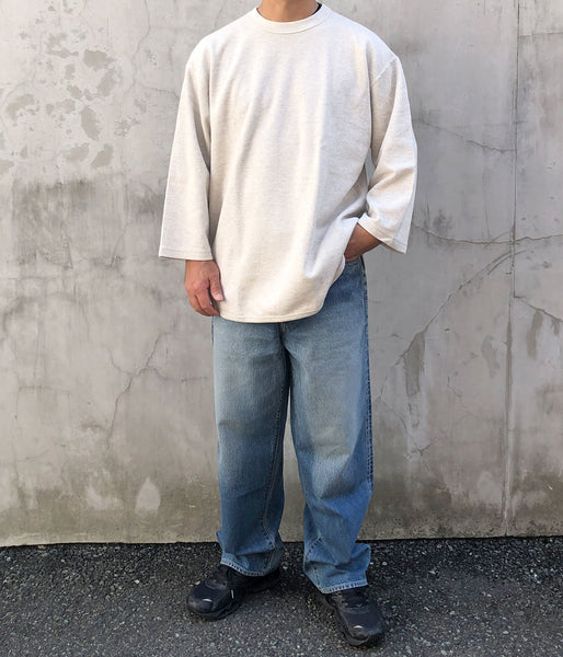blurhms ROOTSTOCK/ROUGH&SMOOTH THERMAL BASEBALL TEE (HEATHER OATMEAL)