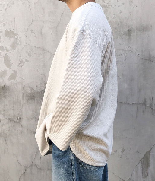 blurhms ROOTSTOCK/ROUGH&SMOOTH THERMAL BASEBALL TEE (HEATHER OATMEAL)